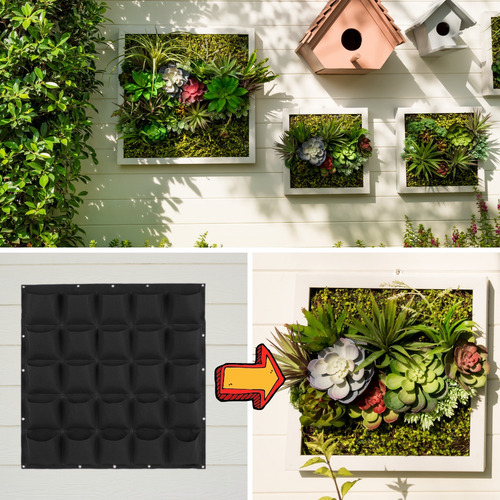 Imagen 5 de 9 de Jardín Vertical De Geotextil. 9 Bolsas. Huerto Y Muro Verde