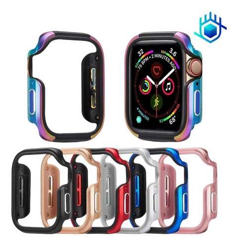 Imagen 10 de 10 de Funda Para Apple Watch Titanium + Mica Premium Ligero Lujo