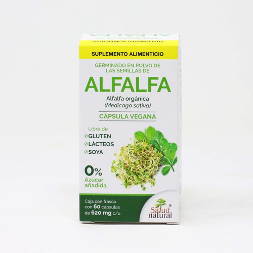 Alfalfa Orgánica (medicago Sativa) Cápsula Vegana Suplemento Sabor Sin Sabor