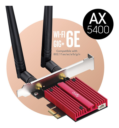 Tarjeta Wifi 6e Cudy We3000s Pci-e Ax5400 + Bluetooth 5.2
