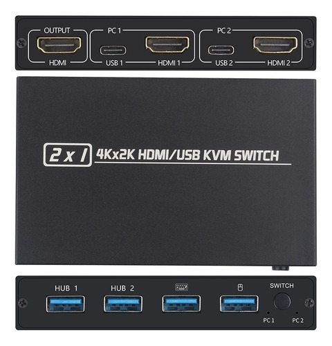 Conmutador Kvm Hdmi/usb Soporte 4k