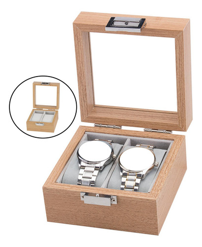Caja De Reloj De Madera Bisagras De Metal LĂneas Detalladas