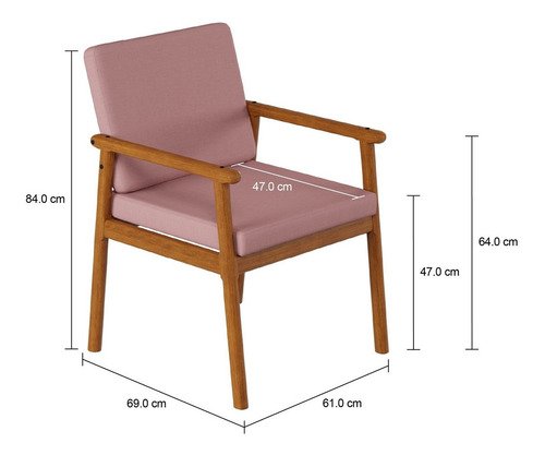 Poltrona Premium Up Com Base De Madeira Linho Rosê