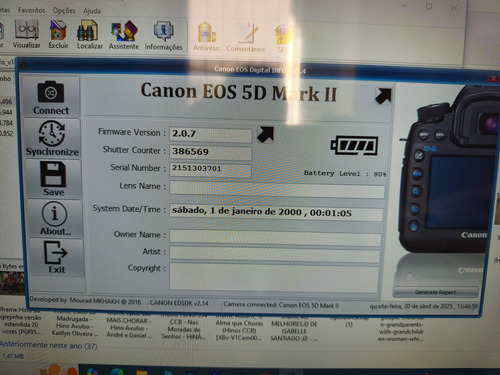 Dslr Canon Eos 5d Mark Ii Preta Preto (Usado)