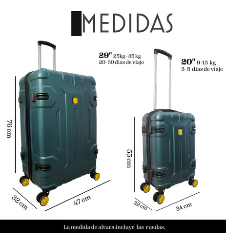 Set Juego 2 Maletas Para Viaje 25 Y 10 Kgs Rigidas Y Candado