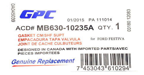 Imagen 2 de 3 de Empacadura Tapa Valvula Ford Festiva Turpial Kia Rio 1.3