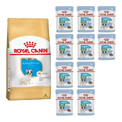 Kit Bulldog Frances Puppy 1kg E 10 Sachês Mini Royal Canin