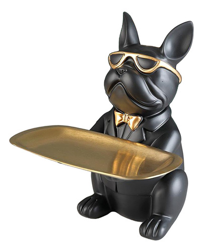 Zh Bandeja De Almacenamiento De Estatua De Bulldog, Resina