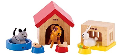 Juego De Animales De Casa De Muñecas De Madera Family Pets D