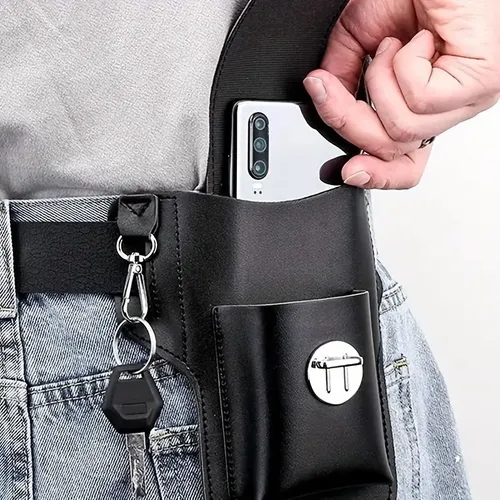 Estuche Cinturón Correa Cuero Celular Hombres Universal