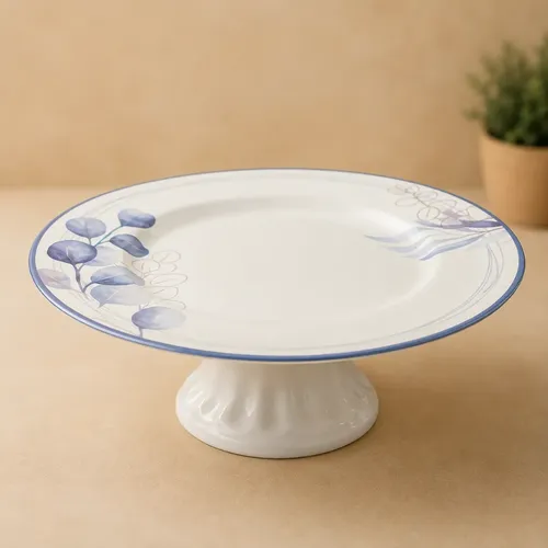 Boleira De Cerâmica Premium Decorativa Para Bolos E Doces Branco