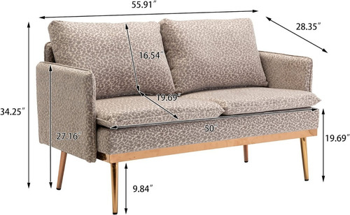 Mini Sofa De 55p Moderno Tela Color Grisleop Marca Calabash