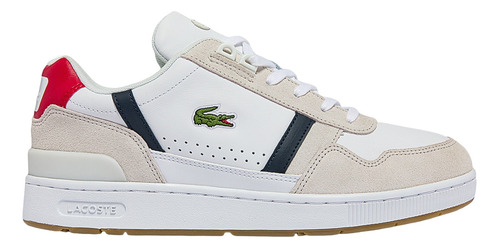 Tenis Lacoste Hombre, T-clip En Piel Y Ante Tricolor 