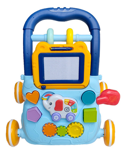 Andadera Camindora Musical De Bebé 3 En 1, Juguete De Tablero De Dibujo, Color Azul