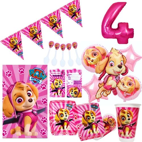  Kit Decoración Sky Paw Patrolbx12 + Bouquet +numero