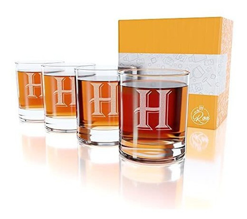 Vasos De Whisky Personalizado - Set De 4 Vasos 11 Oz (inicia