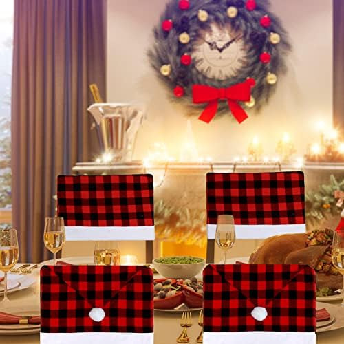 Lomimos 4 Fundas Para Sillas De Cuadros De Búfalo De Navidad