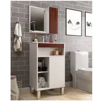 Comprar Mueble De Baño - Botiquin + Espejo + Pileta - Juego De Baño Cantidad de agujeros para grifería Un agujero Color de la bacha Blanco Color del mueble Blanco\u002FMarrón