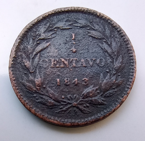 Moneda Venezuela 1843 (181 Años De Antigüedad) 1/4 Centavo