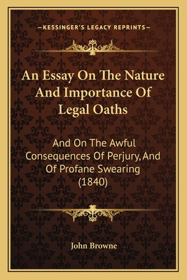 Libro An Essay On The Nature And Importance Of Legal Oath...