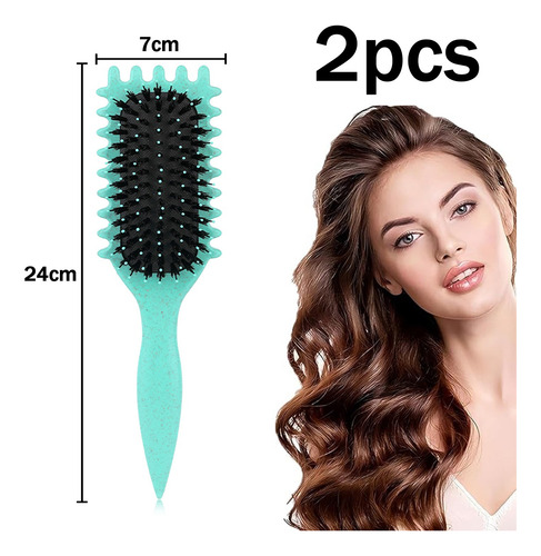 2pk Cepillo Desenredante Para Cabello Rizadoestilo Definició Verde Claro