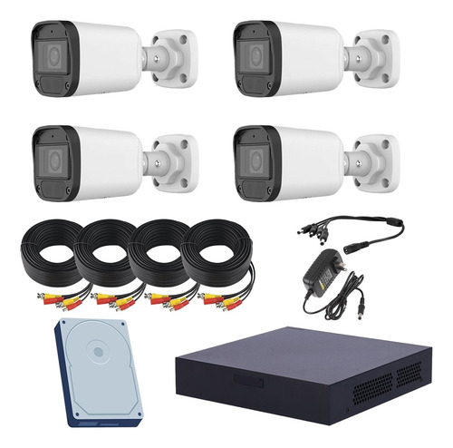 Kit Cctv Uniarch 2mp Alta Deninición 4 Cámaras Bullet 1tb Color Blanco