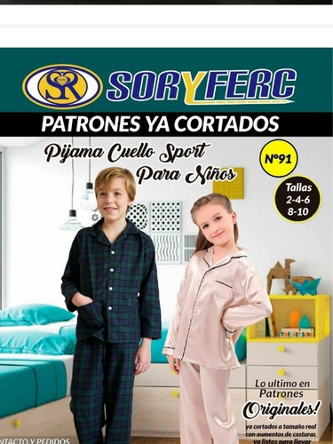 Patrones Ya Cortados #91 Pijamas Cuello Sport Para Niños 