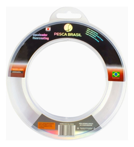 Linha Leader Fluorcarbon 0.52mm 60m Transp. Pesca Brasil Cor Branco