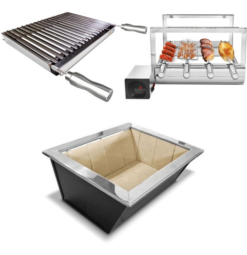 Kit Braseiro Cooktop Grill Giratório Grelha Argentina I430 P