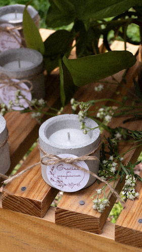 80 Velas Para Recuerdos. Boda, Bautizo, Xv. Base Concreto