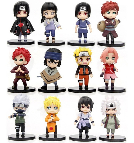 12 Figuras De Naruto Shippuden Sasuke Kakashi Gaara Sakura