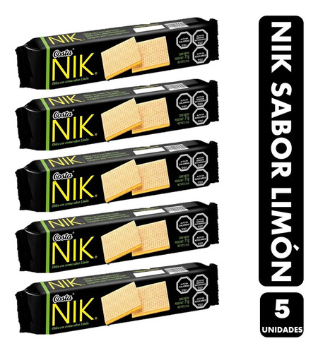 Galletas Nik Con Crema Sabor Limón 71 Gr C/u (pack 5 Un)