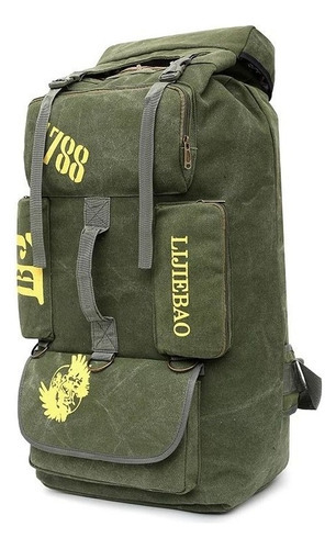 Mochila Trekking Bolso De Viaje De 90 A 100 Litros Color Verde