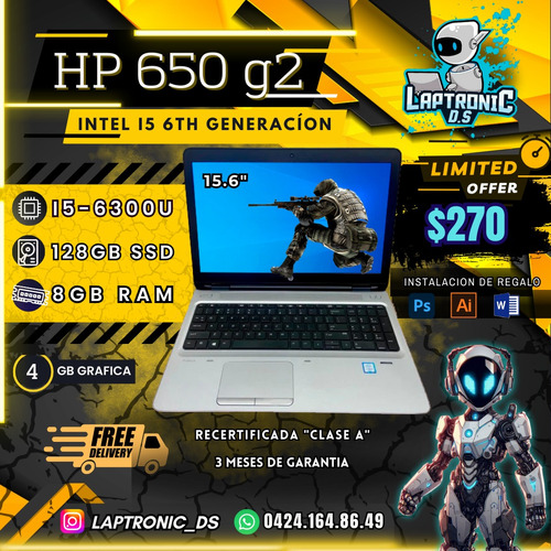 Laptop Hp Probook 640 G2 Core I5 6300u 15.6  8gb/128gb Ssd 