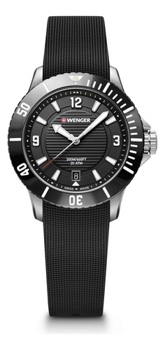 Reloj Wenger Seaforce Esfera Negra, Correa De Silicona Negr.