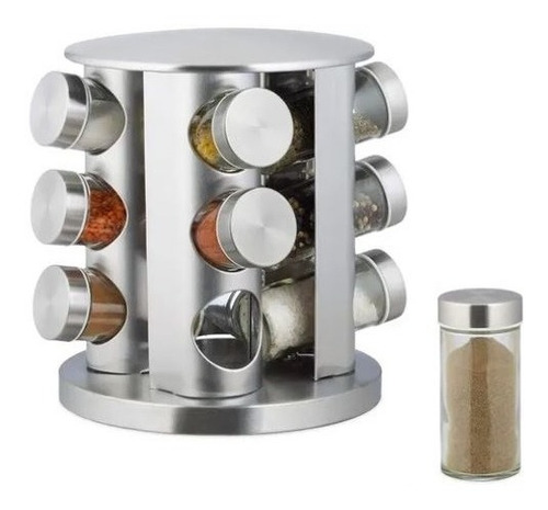 Especiero Giratorio Set De 12 Condimentero Acero Inox Clic