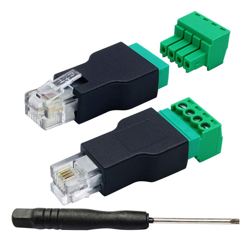 Terminal De Tornillo Rj11 Rj11 4p 4c Macho 4 Pines Hemb...