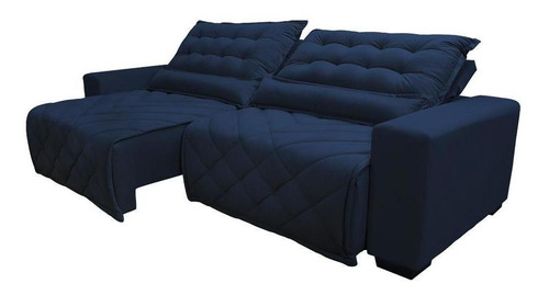 Sofá 2,42m Retrátil E Reclinável Cama Inbox Plus Azul