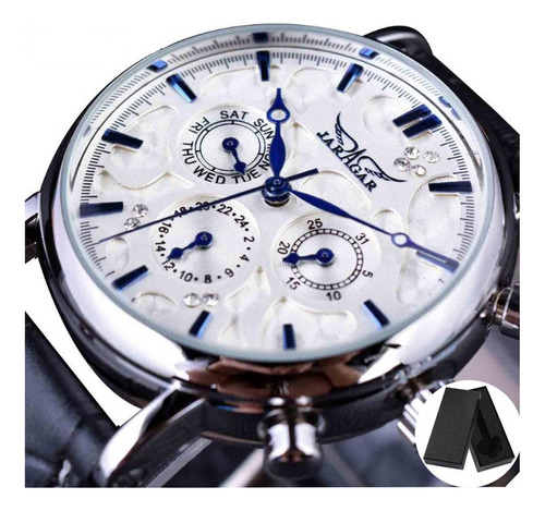Reloj Mecánico De Piel Jaragar Diamond Calendar