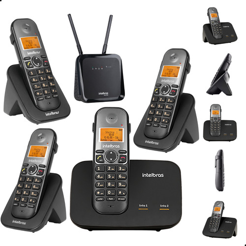 Kit Telefone Ts 5150 Sem Fio 3 Ramal Intelbras Para Chip 4g