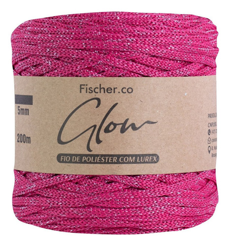 Fio Náutico 5mm Glow Poliéster 200gr Crochê Tricô Fischer Cor Turmalina Rosa