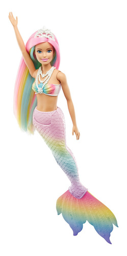 Imagen 1 de 7 de Barbie Dreamtopia sirena arcoíris mágico Mattel GTF89