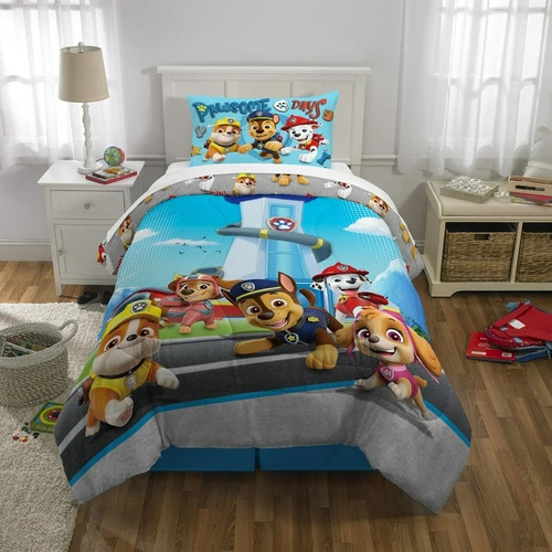 Set De Edredón Para Niños Paw Patrol, 2 Piezas, Reversible Color Diseño De La Tela Paw Patrol