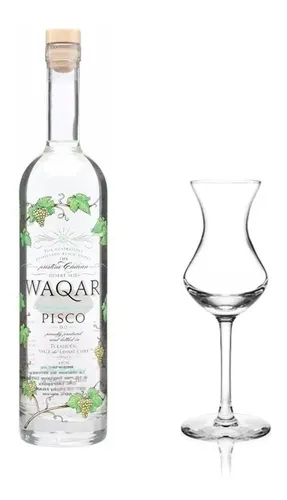 Pisco Waqar Chileno X700cc + Copa Pisco San Carlos
