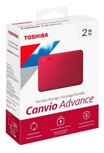 Disco Duro Externo Toshiba Canvio Advance Hdtca20x 2tb Rojo