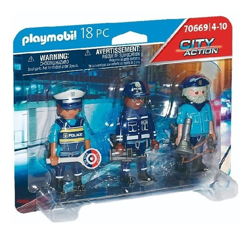 Playmobil Set De 3 Figuras De Policia 70669 Juguete Niño