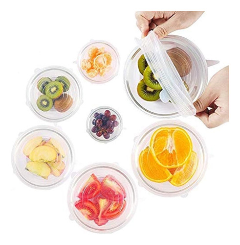Tapas Elásticas De Silicona, Paquete De 6 Fundas