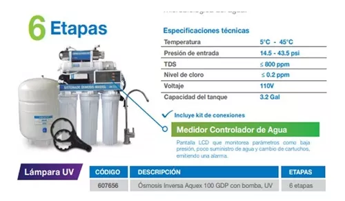 Purificador de agua de 6 etapas filtro ósmosis inversa sistema de