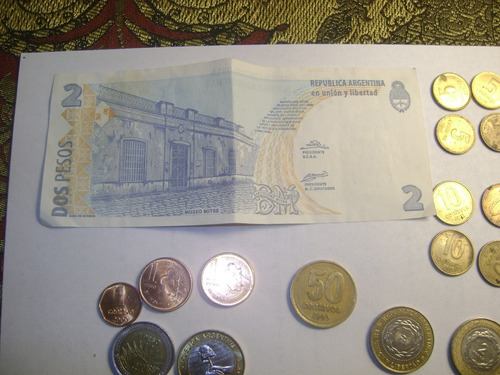 Lote 28 Monedas Argentina Mas 1 Billete 2 $ Lote Xiv'95