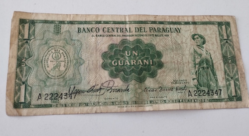 Billete Antiguo 1 Guaraní. Año 1952